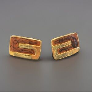 Vintage Napier Gold Tone Rectangular Screw Back Clip Earrings Elegant Original